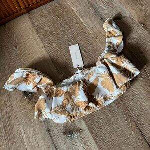 Eberjey Orange Vintage NWT Palm Tree Pattern Bikini Top Size S‎